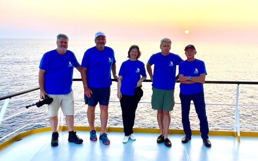 Members of the Silent World Foundation expedition team. The chair of the Rabaul and Montevideo Maru Society, Andrea Williams is centre.
