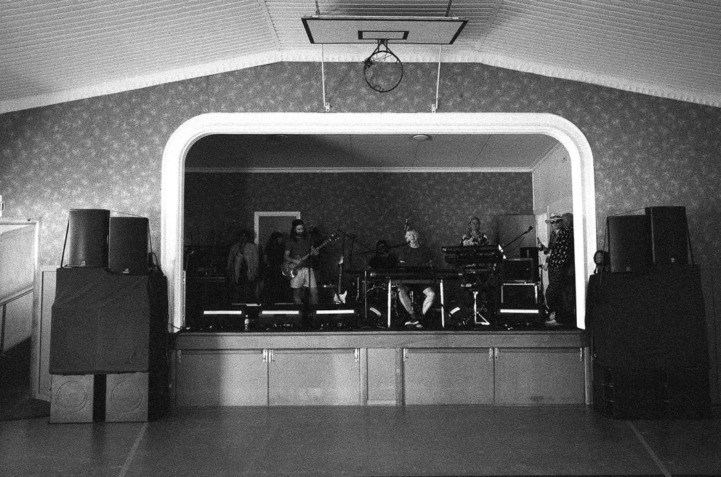 The band onstage at Hawea Flat Hall