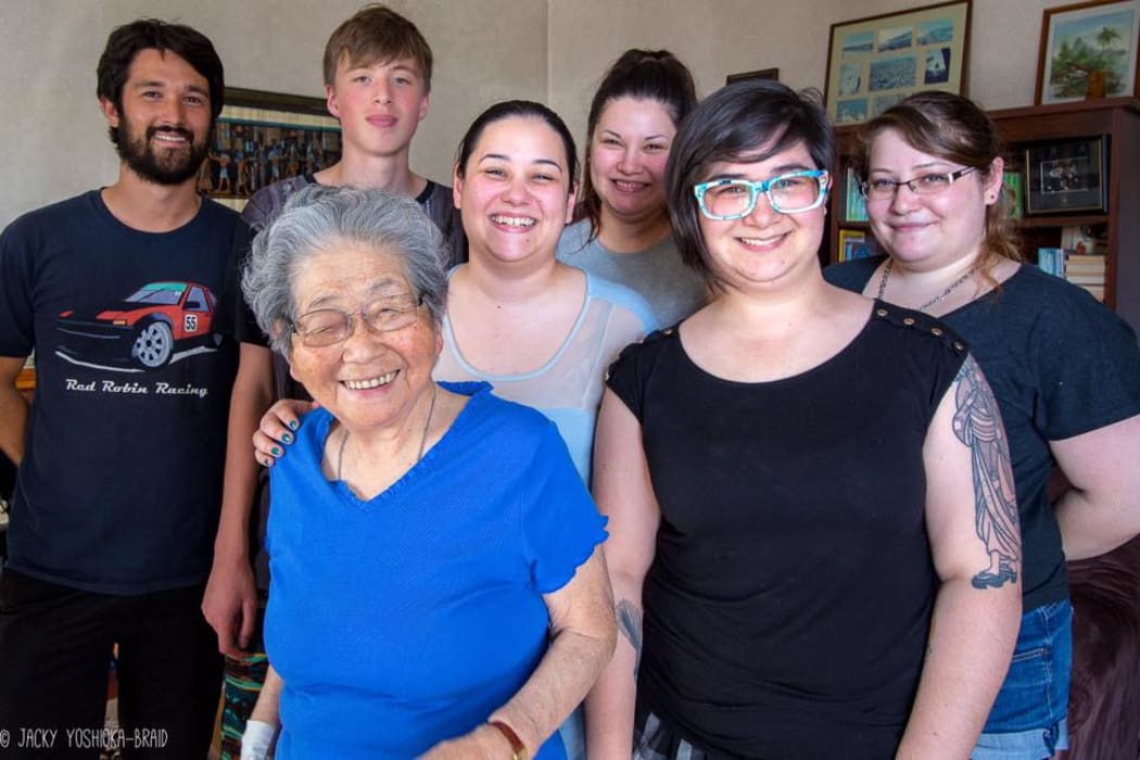 Taeko Yoshioka Braid has six children, 17 grandchildren and six great-grandchildren. Pictured here with grandchildren.