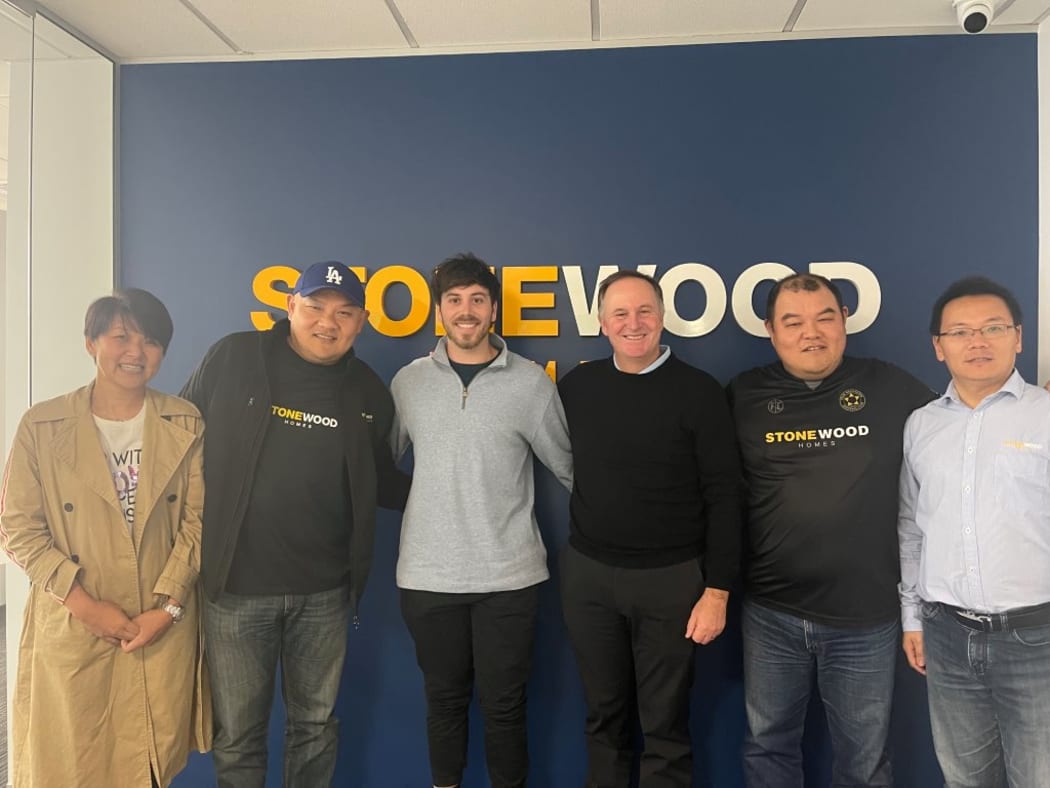 Left to right  - Vicki Chow, Michael Chow, Max Key, John Key, John Chow, Stephen Zhu.