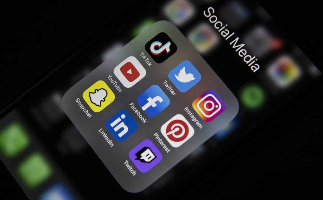 ANKARA, TURKEY - SEPTEMBER 30: In this photo illustration the logos of social media applications "TikTok, Twitter, Instagram, YouTube, Facebook, Pinterest, Snapchat, LinkedIn, Twitch" are displayed on a smart phone screen in Ankara, Turkey on September 30, 2021.
