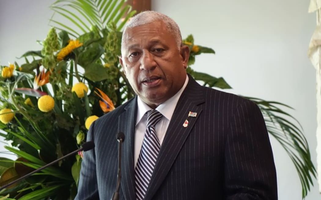 The Fiji Prime Minister Frank Bainimarama at Government House in Auckland