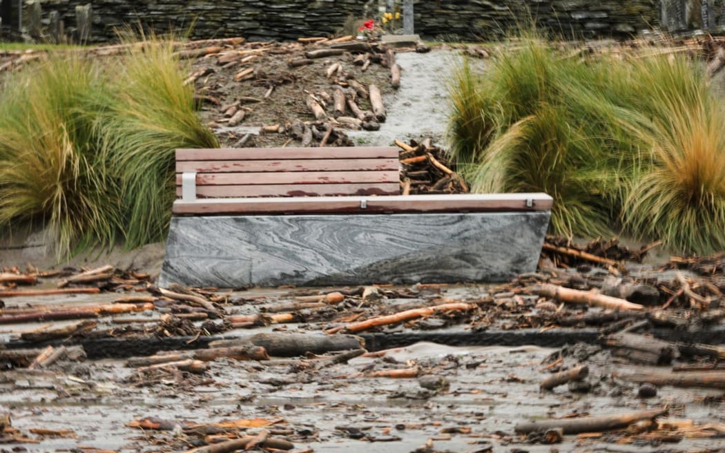 An image shows the aftermath of torrential rain in Queenstown, which caused a local state of emergency to be declared on 22 September, 2023.