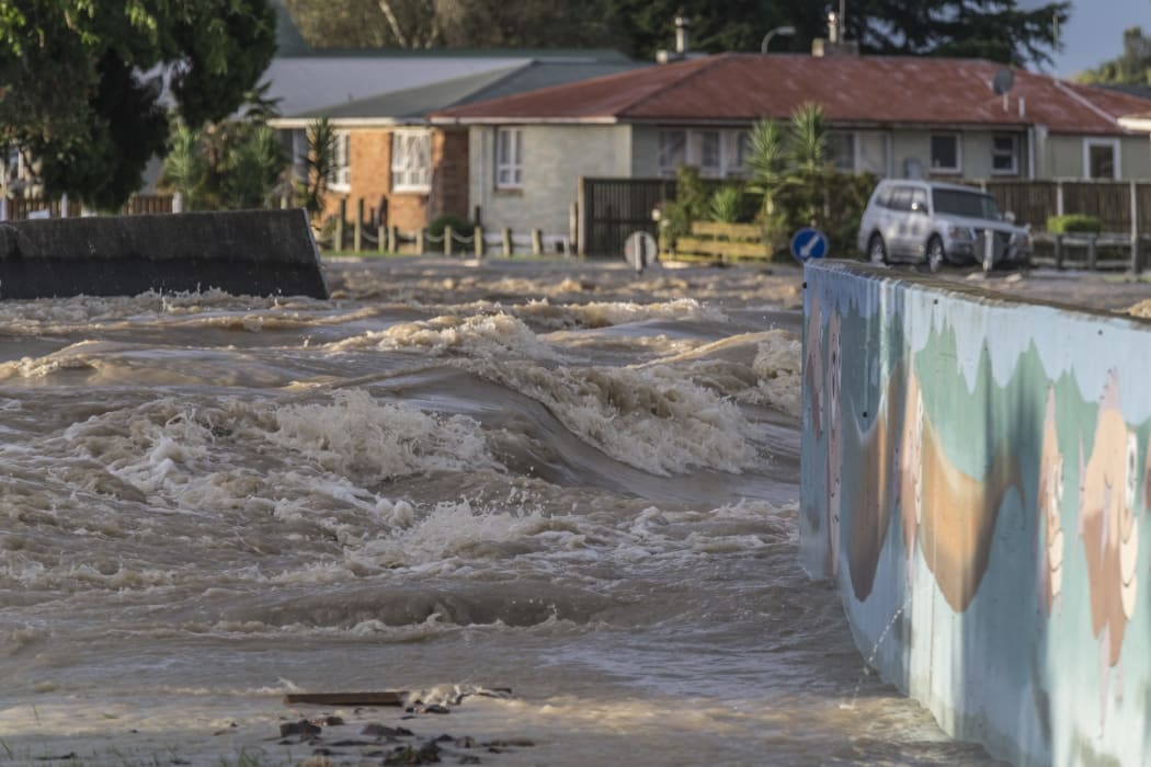 The stopbank wall which has been pushed onto College Road, was supposed to prevent flooding from the river Rangataiki but it breached and flooded the majority of the town causing the evacuation of 1600 residents.  Thursday 6 April 2017
