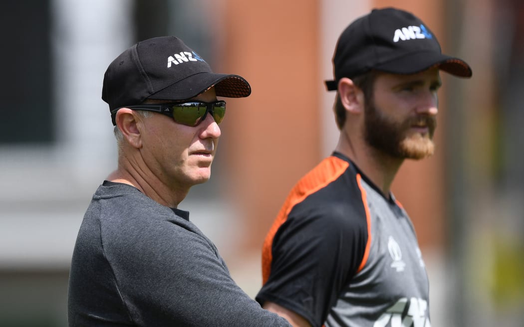 Gary Stead and Kane Williamson.
New Zealand Black Caps team training ahead of their game against England on Wednesday. Newcastle, UK.