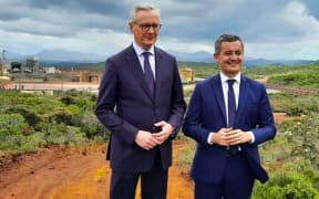 Finance minister Bruno Le Maire and Home Affairs and Overseas minister Gérald Darmanin, at New Caledonia's Prony nickel plant in November 2023.
