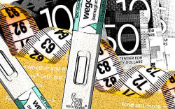 Composite of Wegovy syringes and measuring tape.