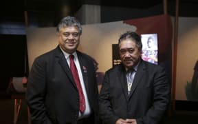 Rahui Papa Chairman of Waikato Tainui and Raniera Tau chairman of Ngāpuhi. He Tohu, a new permanent exhibition of three iconic constitutional documents that shape Aotearoa New Zealand. Treaty of Waitangi, Declaration of Independence and Women's Suffrage Petition.