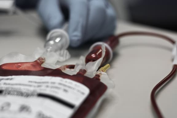 A bag of transfusion blood