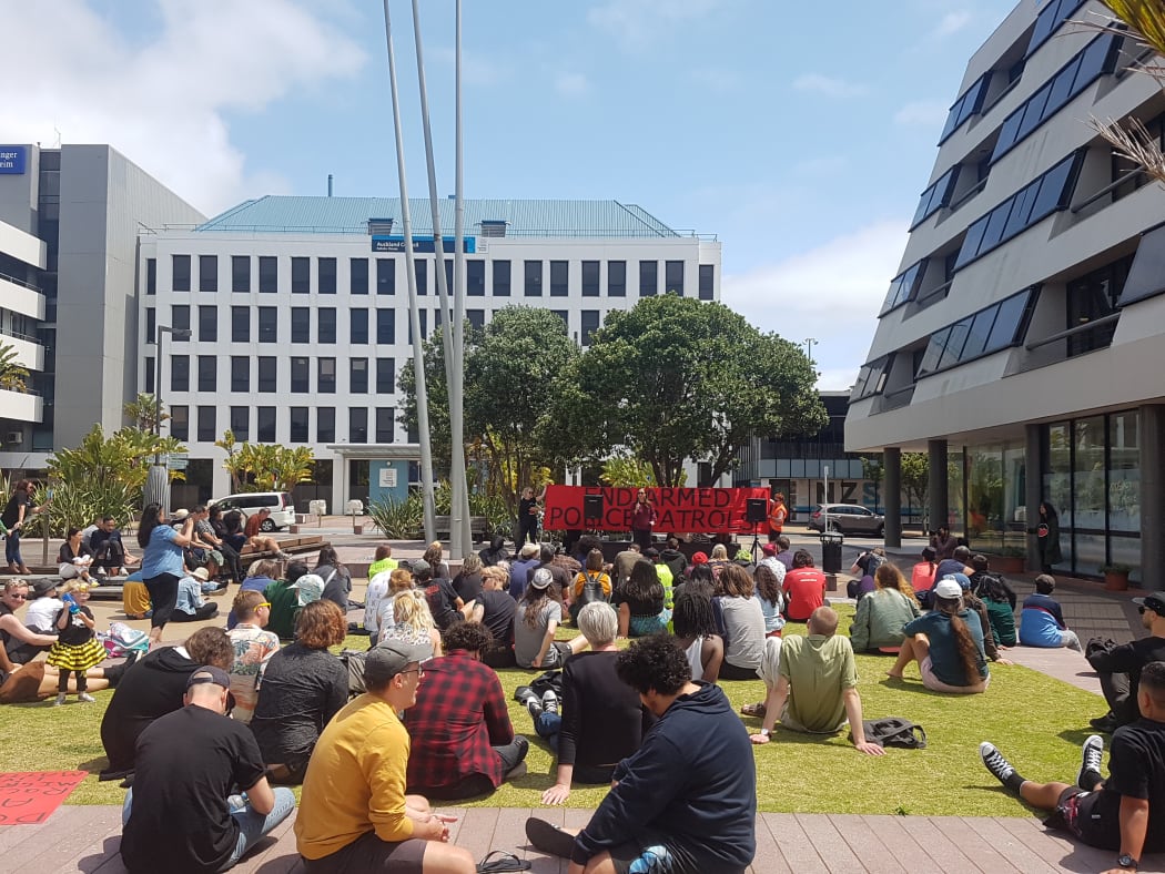 The protest against armed police in South Auckland.