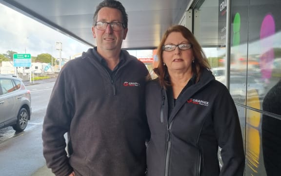 Co owners of Graphix, Shane and Sharon Devlin.
