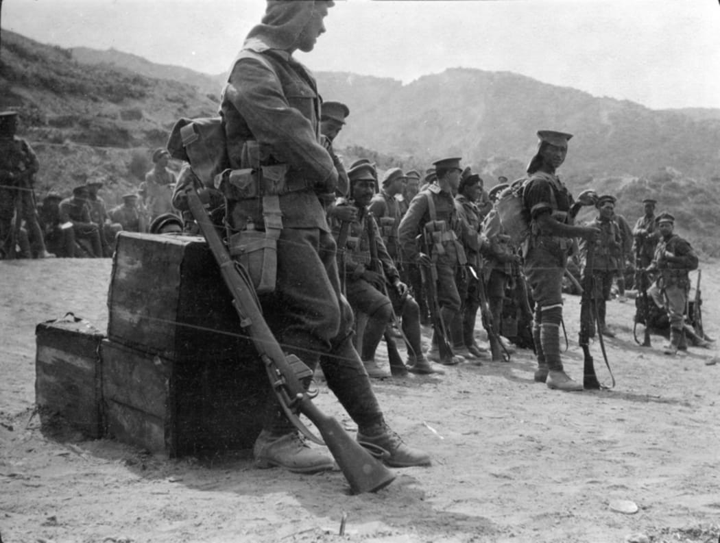 Maori Contingent soldiers at No 1 Outpost, Gallipoli, Turkey, 1915.
