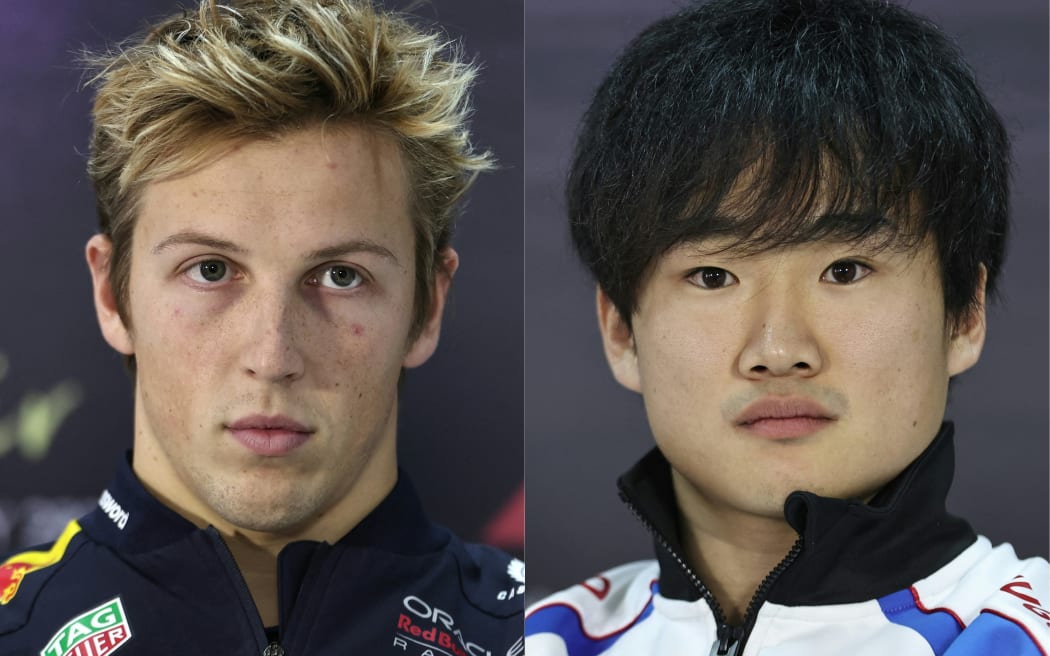 New Zealand F1 driver Liam Lawson and Japanese F1 driver Yuki Tsunoda.