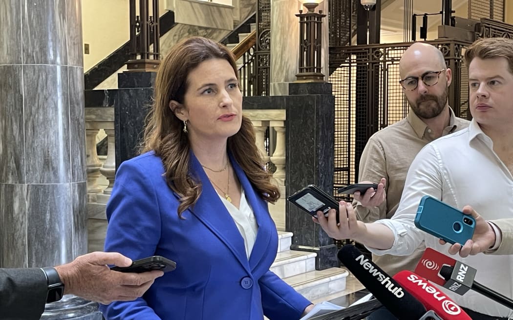 Finance Minister Nicola Willis speaking about funding for the Interislander ferry fleet project on 13 December, 2023.