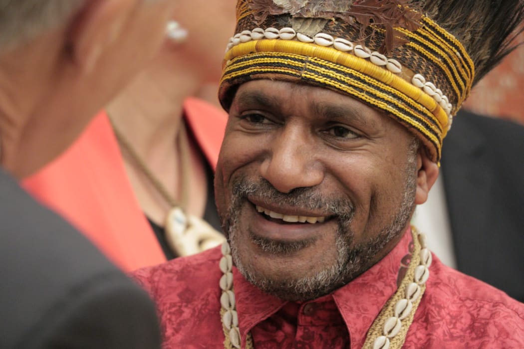 The West Papua Freedom Movement's Benny Wenda meets MPs at New Zealand's parliament in Wellington. May 2017.
