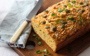 Gluten free cheddar, spring onion & kumara loaf