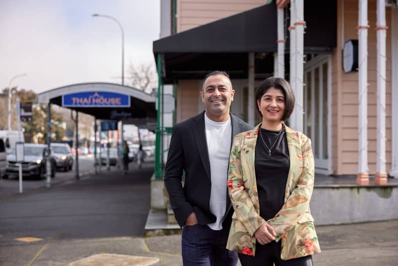 Sid and Chand outside KOL upon its opening in 2022.