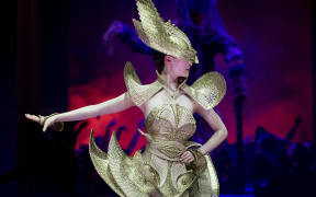 The Lady Warrior, by Rinaldy Yunardi of Indonesia, is modelled in the Avant-garde Section during the World of WearableArt