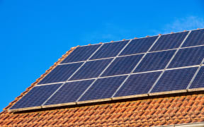 Solar panels on a roof.