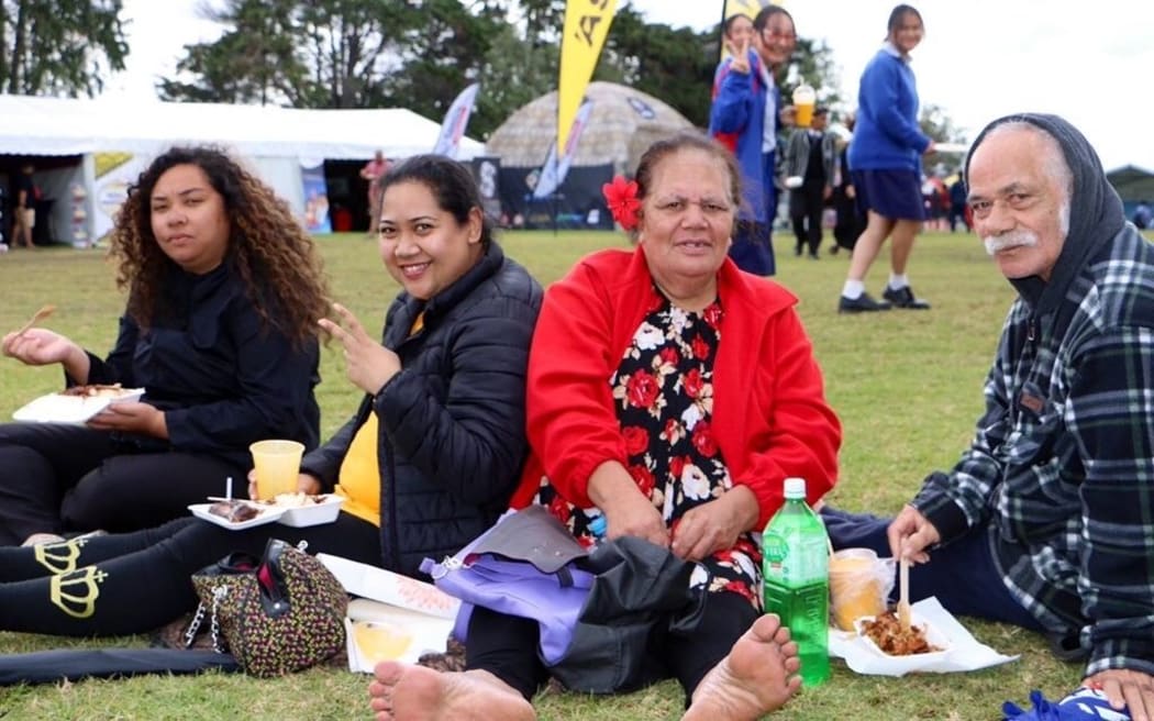 A Tongan family who visited Polyfest purely for the island cuisine on offer - day 2 Polyfest 2021