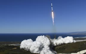 A SpaceX (Space Exploration Technologies Corp.) Falcon 9 rocket with the NROL-87 spy satellite payload for the National Reconnaissance Office launches from the SLC-4E launch pad at Vandenberg US Space Force Base on February 2, 2022 in Lompoc, California. (Photo by Patrick T. FALLON / AFP)