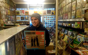 Garth pictured in a Brixton based reggae record shop
