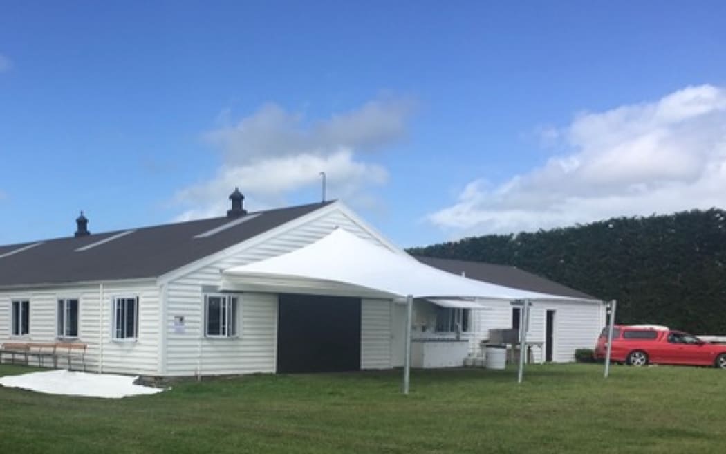 A dining shed at one of the secretive sect's annual gatherings.