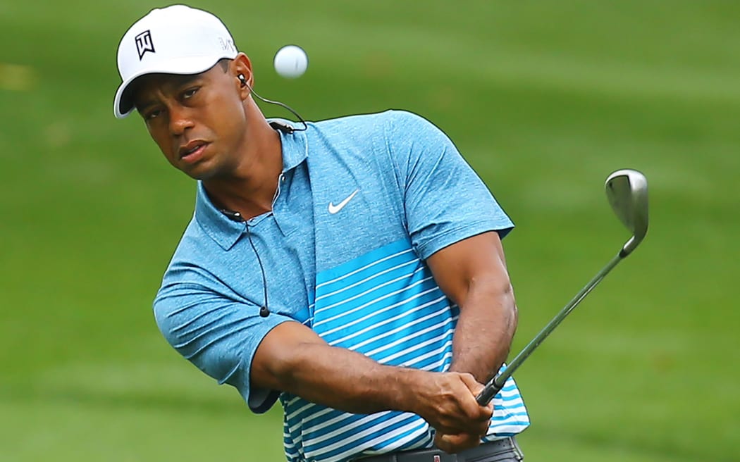 Tiger Woods practices at the Masters, 2015.