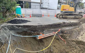 A hole the size of a tennis court has appeared in St George’s Bay Rd Parnell.