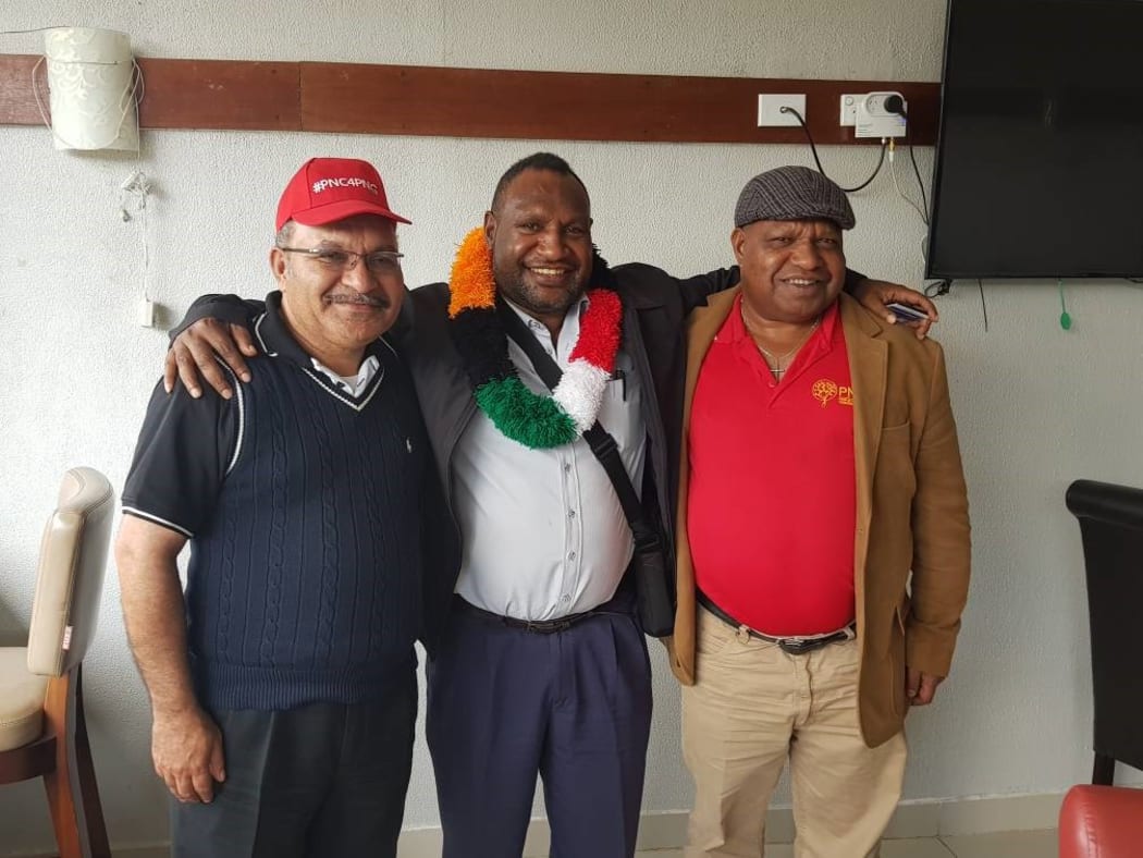 People's National Congress members Peter O'Neill, James Marape and William Powi, the incumbent MPs for Ialibu-Pangia, Tari-Pori and the Southern Highlands regional seat respectively.