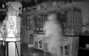 In-store security video released by police in California in the hope of catching thieves who robbed a One Stop Sales store.