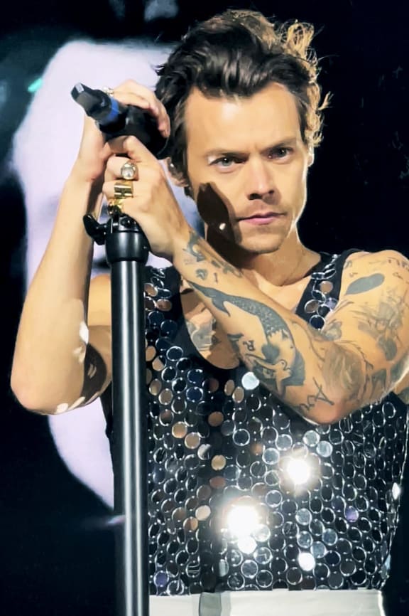 Singer Harry Styles in concert at Wembley Stadium