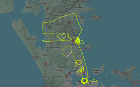 The flight path tracing a message saying 'I love you'.