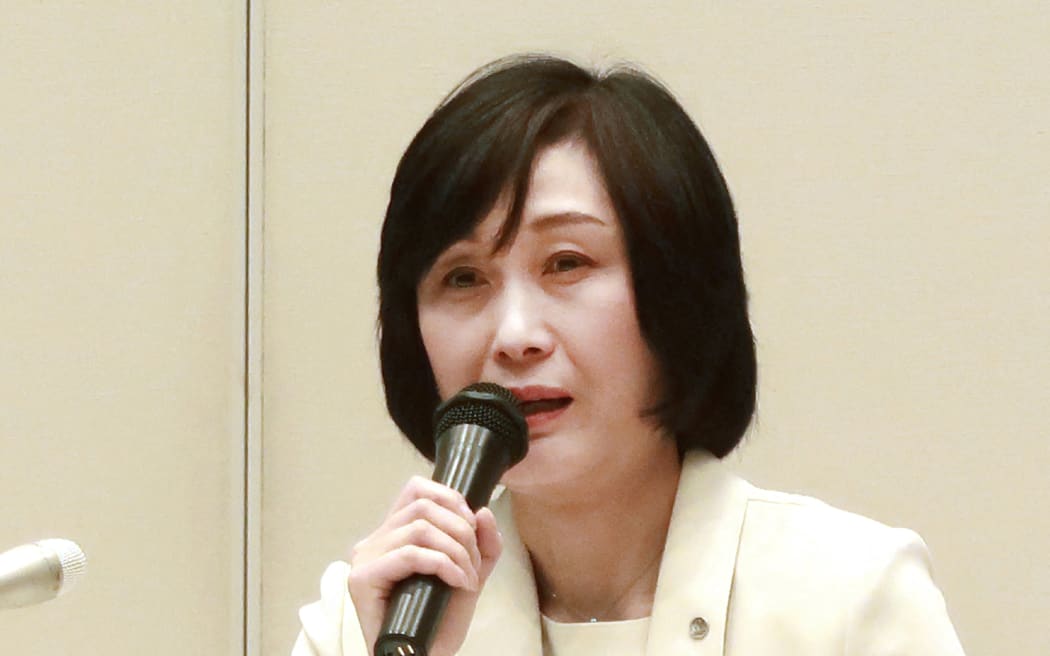 Japan Airlines' Senior Managing Executive Officer Mitsuko Tottori, who will become the president of the carrier from April 1, speaks during a press conference in Tokyo on January 17, 2024. Japan Airlines said on January 17 it will name its first woman president, a former cabin crew who is setting an extremely rare example of becoming a female leader at a major Japanese firm. (Photo by JIJI Press / AFP) / Japan OUT