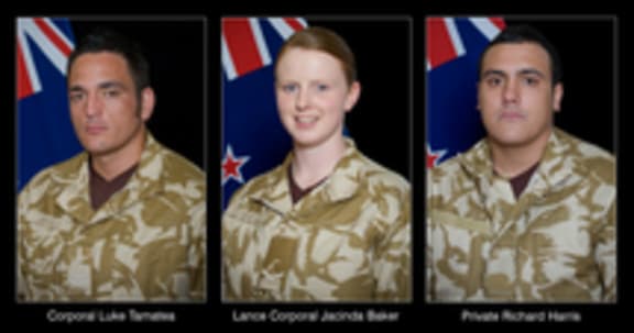 Corporal Luke Tamatea, Lance Corporal Jacinda Baker and Private Richard Harris.