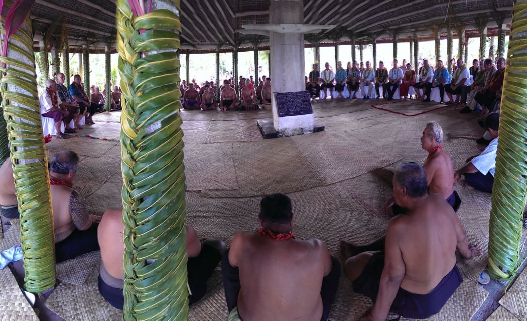 John Key welcomed with an 'ava ceremony in the village of Poutasi, Upolu island, Samoa.