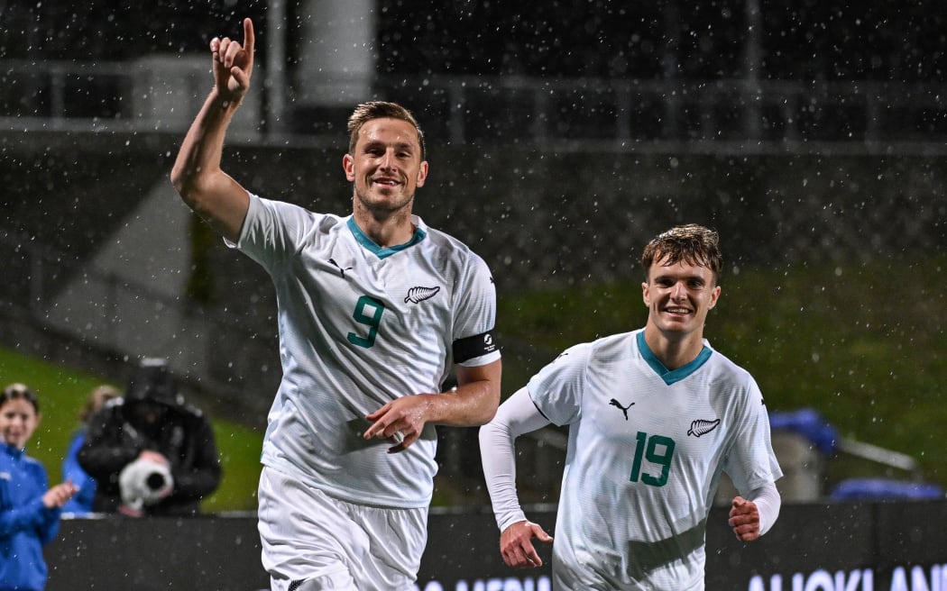Chris Wood of New Zealand celebrates his goal.
New Zealand All Whites v Malaysia.