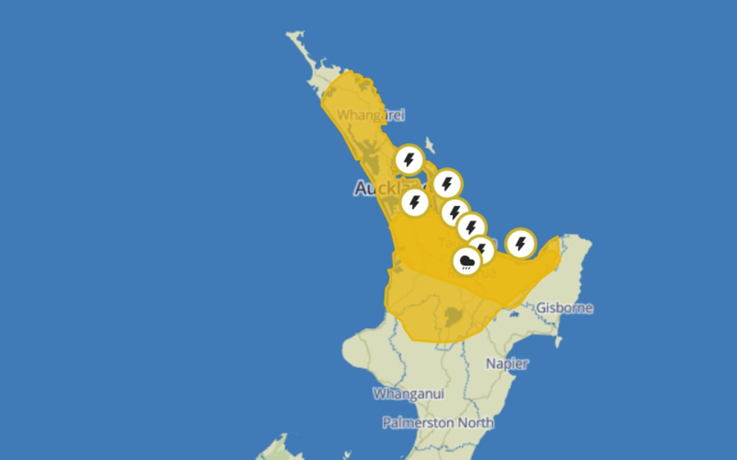 MetService issued a thunderstorm watch for parts of the North Island on Christmas Day.