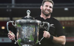 All Blacks skipper Kieran Read after the All Blacks again retained the Bledisloe Cup in 2016.