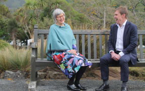 Conservation Minister Eugenie Sage with Wellington Mayor Andy Foster, at Otari-Wilton's bush.
