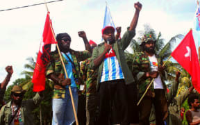 The West Papua National Committee chairman Victor Yeimo addressing a 2016 demonstration in Jayapura.
