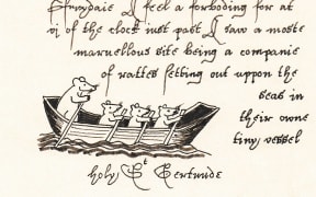 Drawing of  rats leaving a sinking ship (based on a margin doodle from a 14th-century French manuscript) by Vicki Hyde.