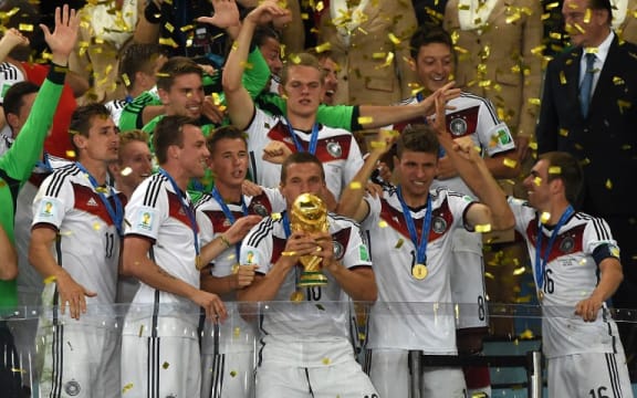 Germany celebrating after winning the 2014 FIFA World Cup final.