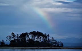 A rainbow over Haulashore Island.