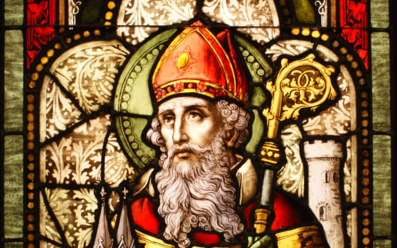Saint Patrick stained glass window from Cathedral of Christ the Light, Oakland, CA.