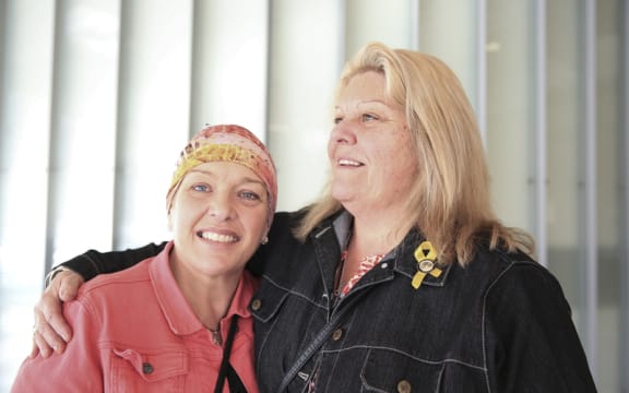 09082016. Photo Rebekah Parsons-King. Pike River families want mine's CEO to face charges. L-R Anna Osborne and Sonya Rockhouse.