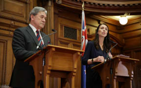 Jacinda Ardern and Winston Peters speak after signing the coalition agreement.