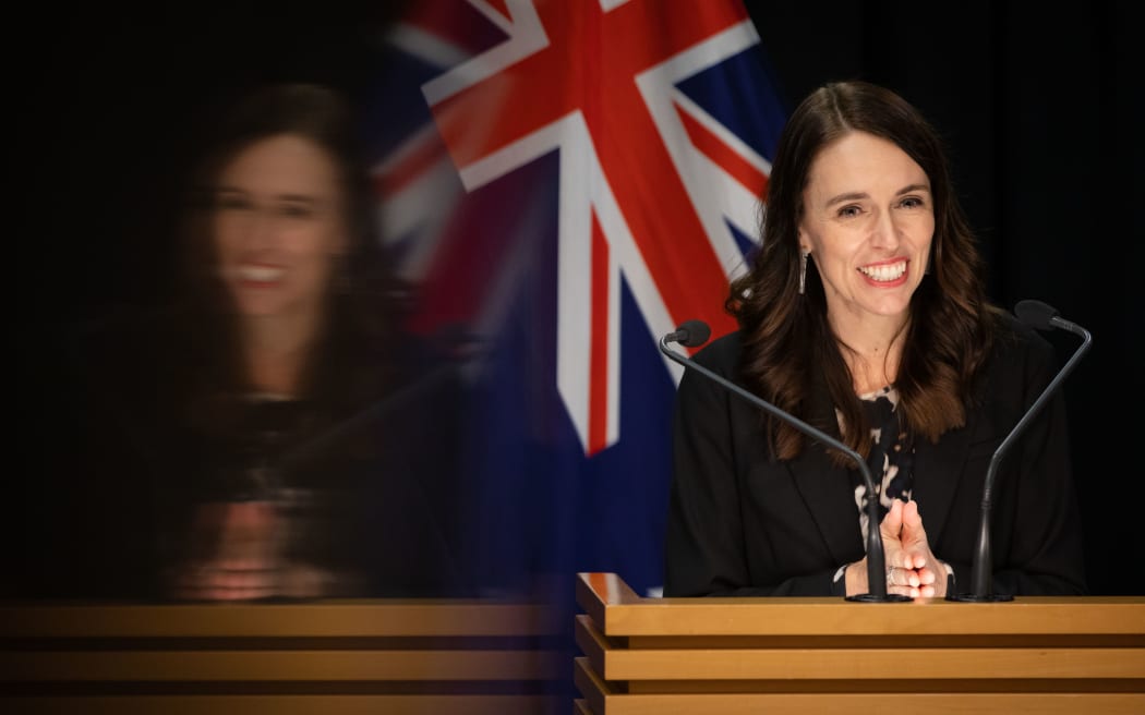 Jacinda Ardern speaks to media at Parliament's theatrette