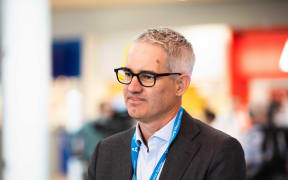 Auckland Airport chief executive Adrian Littlewood at the airport on the first day of the trans-Tasman bubble arrangement.