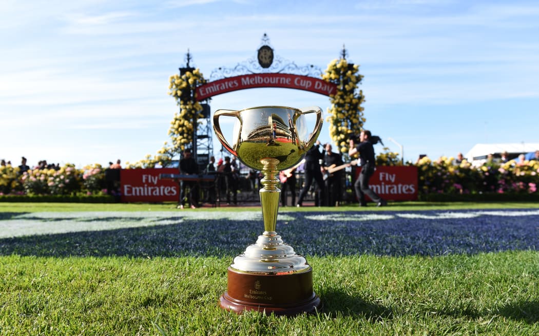 The Melbourne Cup in the mounting yard on Melbourne Cup Day at Flemington Racecourse in Melbourne, Tuesday Nov. 3, 2015.